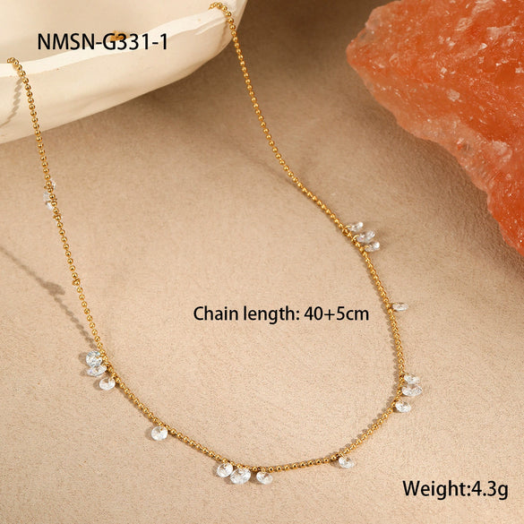 Stainless Steel And Titanium Steel Necklace And Bracelet With Heart Water Drop Bell Pattern Electroplated Fashion Style