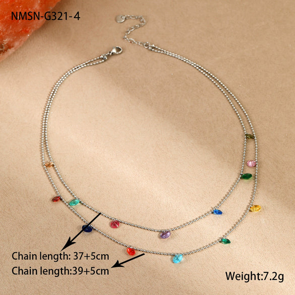 Stainless Steel And Titanium Steel Necklace And Bracelet With Heart Water Drop Bell Pattern Electroplated Fashion Style