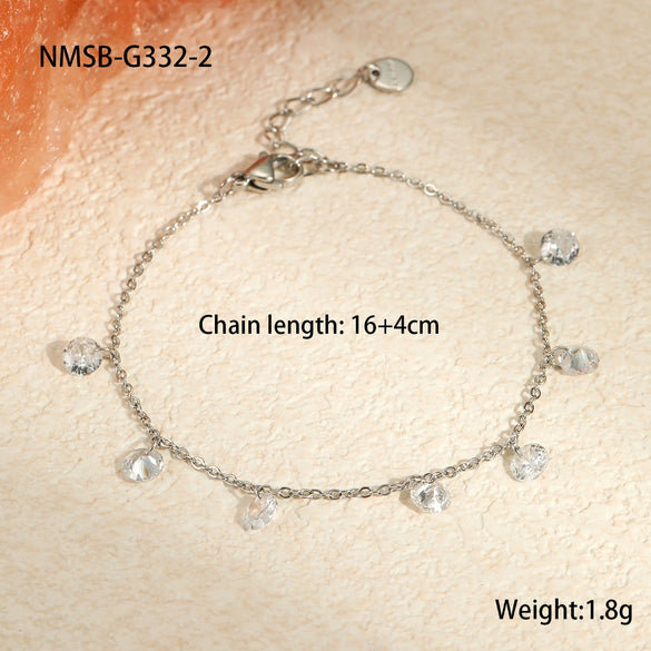 Stainless Steel And Titanium Steel Necklace And Bracelet With Heart Water Drop Bell Pattern Electroplated Fashion Style