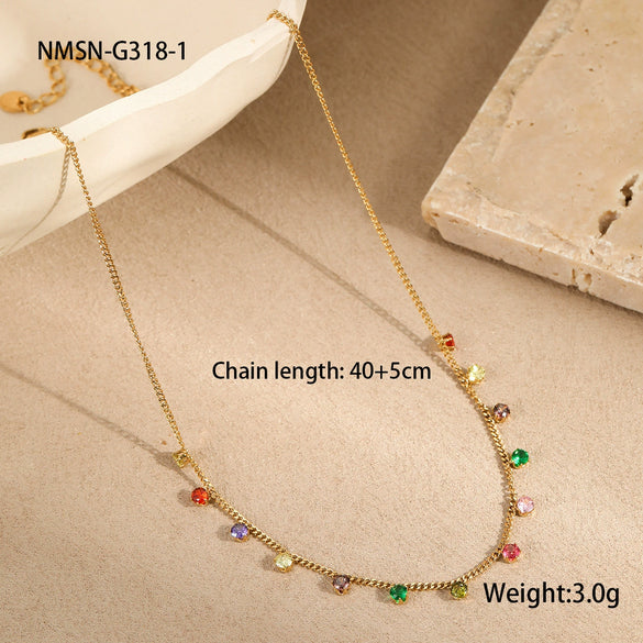 Stainless Steel And Titanium Steel Necklace And Bracelet With Heart Water Drop Bell Pattern Electroplated Fashion Style