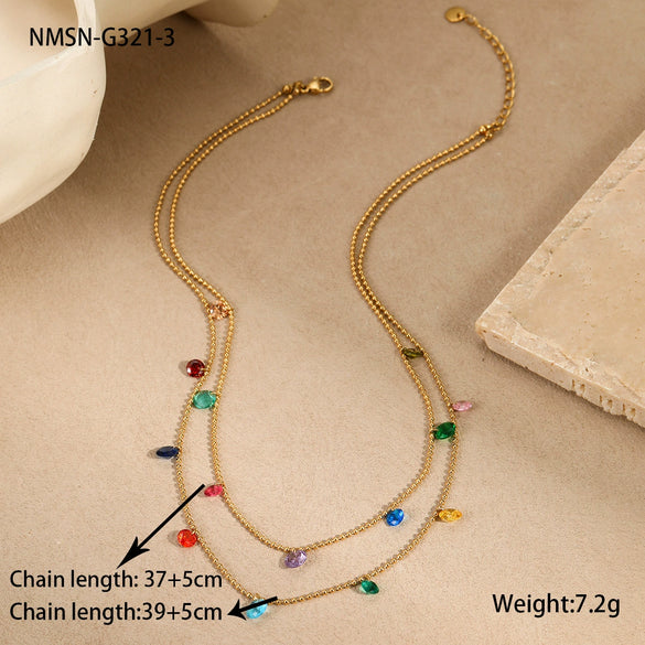 Stainless Steel And Titanium Steel Necklace And Bracelet With Heart Water Drop Bell Pattern Electroplated Fashion Style