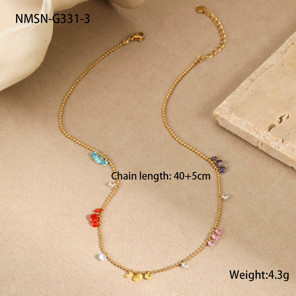 Stainless Steel And Titanium Steel Necklace And Bracelet With Heart Water Drop Bell Pattern Electroplated Fashion Style