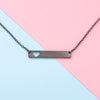 Stainless Steel And Titanium Steel Necklace Rectangular Cut Out Heart Pendant Cross Chain Geometric Style