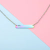 Stainless Steel And Titanium Steel Necklace Rectangular Cut Out Heart Pendant Cross Chain Geometric Style