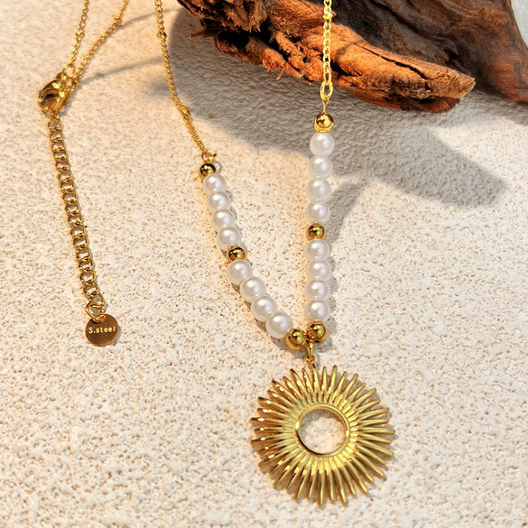 Stainless Steel And Titanium Steel Necklace U Shaped Retro Electroplated Jewelry