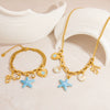 Stainless Steel And Titanium Steel Ocean Animal Zodiac Heart Star Multipendant Clavicle Chain Necklace With Electroplating