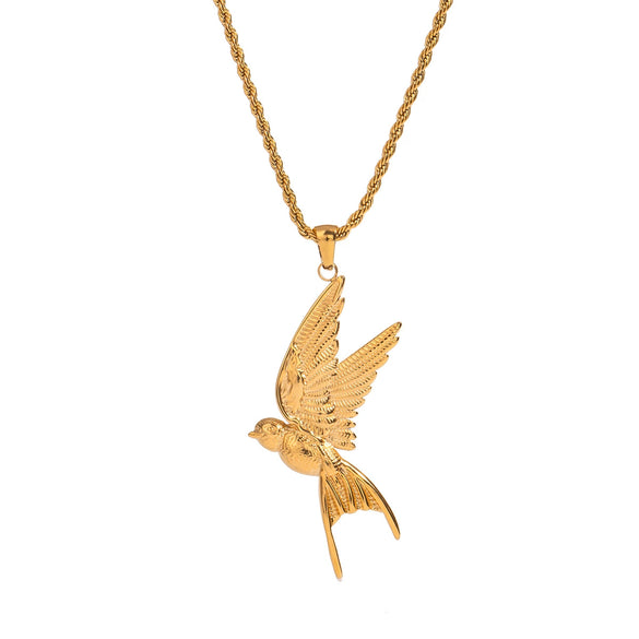 Stainless Steel And Titanium Steel Peace Pigeon Pendant Necklace Electroplating Design