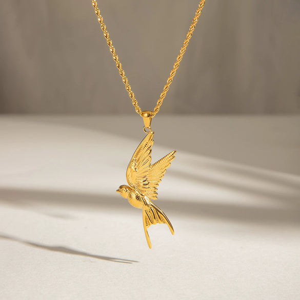 Stainless Steel And Titanium Steel Peace Pigeon Pendant Necklace Electroplating Design