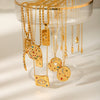 Stainless Steel And Titanium Steel Pendant Necklace With Sun And Moon Geometric Pattern And Embossed Star Electroplated