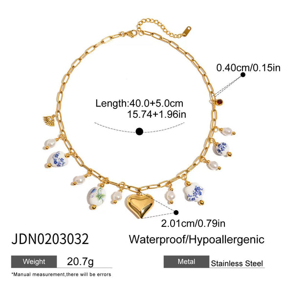Stainless Steel And Titanium Steel Pendant Pearl Necklace For Women Electroplated Light Luxury Niche Jewelry