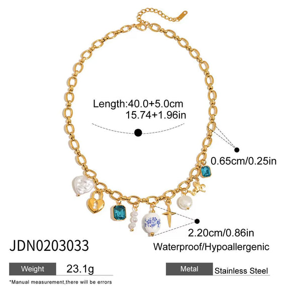 Stainless Steel And Titanium Steel Pendant Pearl Necklace For Women Electroplated Light Luxury Niche Jewelry