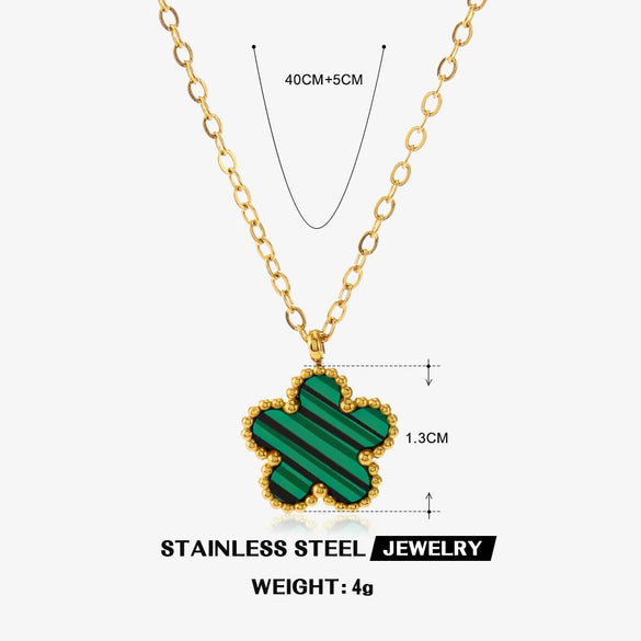 Stainless Steel And Titanium Steel Plant Flower Stud Earrings And Necklace Set For Women With Electroplating Treatment