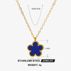 Stainless Steel And Titanium Steel Plant Flower Stud Earrings And Necklace Set For Women With Electroplating Treatment