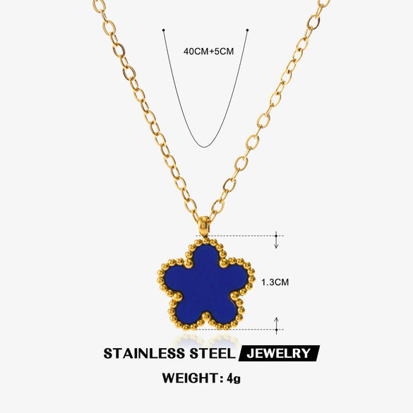 Stainless Steel And Titanium Steel Plant Flower Stud Earrings And Necklace Set For Women With Electroplating Treatment