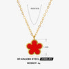 Stainless Steel And Titanium Steel Plant Flower Stud Earrings And Necklace Set For Women With Electroplating Treatment