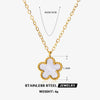 Stainless Steel And Titanium Steel Plant Flower Stud Earrings And Necklace Set For Women With Electroplating Treatment