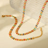 Stainless Steel And Titanium Steel Plant Flowers Geometric Electroplated Necklace And Bracelet