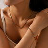 Stainless Steel And Titanium Steel Plant Flowers Geometric Electroplated Necklace And Bracelet