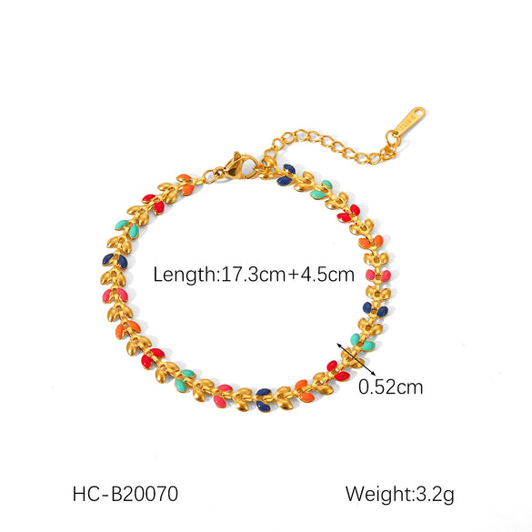 Stainless Steel And Titanium Steel Plant Flowers Geometric Electroplated Necklace And Bracelet