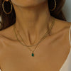 Stainless Steel And Titanium Steel Retro Geometric Drop Shape Pendant Necklace With Electroplating For Women