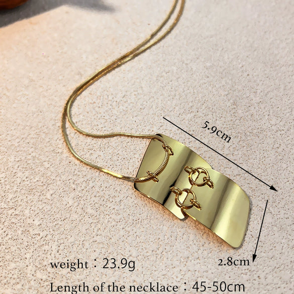 Stainless Steel And Titanium Steel Retro Minimalist U Shaped Folding Box Design Electroplated Unisex Necklace