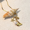 Stainless Steel And Titanium Steel Retro Minimalist Ushaped Necklace With Starfish Pearl Shell Tassel For Unisex