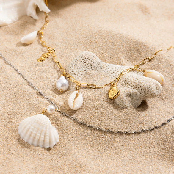 Stainless Steel And Titanium Steel Shell Necklace Electroplated Women's Niche Marine Resort Style