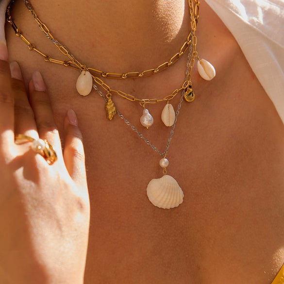 Stainless Steel And Titanium Steel Shell Necklace Electroplated Women's Niche Marine Resort Style