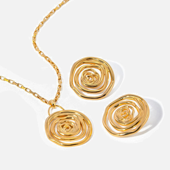 Stainless Steel And Titanium Steel Spiral Ring Pendant Necklace Electroplated Jewelry For Women