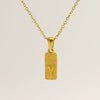 Stainless Steel And Titanium Steel Square Pendant Cross Chain Fashion Letters Numbers Text Electroplated Unisex Necklace