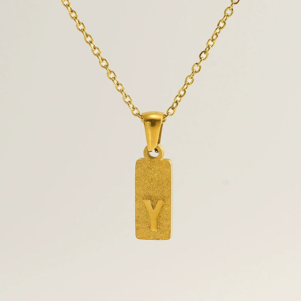 Stainless Steel And Titanium Steel Square Pendant Cross Chain Fashion Letters Numbers Text Electroplated Unisex Necklace