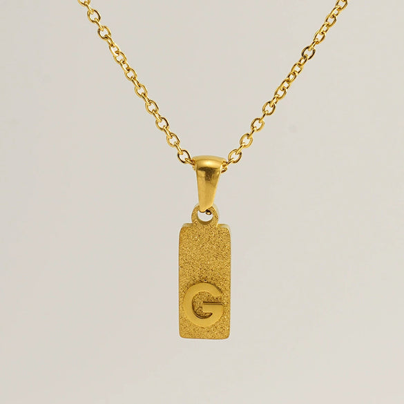 Stainless Steel And Titanium Steel Square Pendant Cross Chain Fashion Letters Numbers Text Electroplated Unisex Necklace