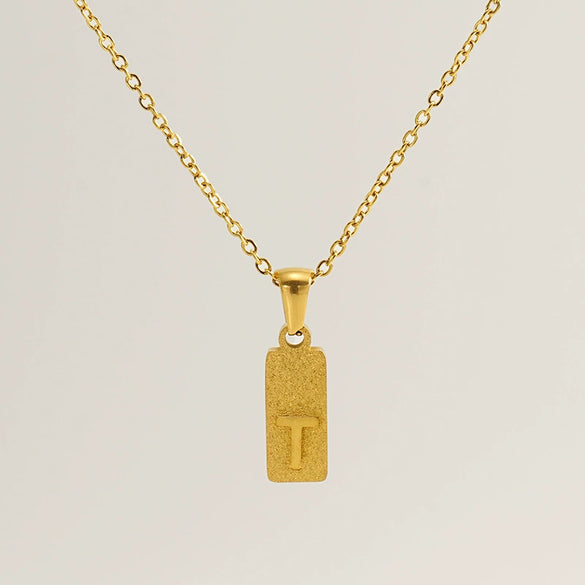 Stainless Steel And Titanium Steel Square Pendant Cross Chain Fashion Letters Numbers Text Electroplated Unisex Necklace
