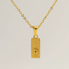 Stainless Steel And Titanium Steel Square Pendant Cross Chain Fashion Letters Numbers Text Electroplated Unisex Necklace