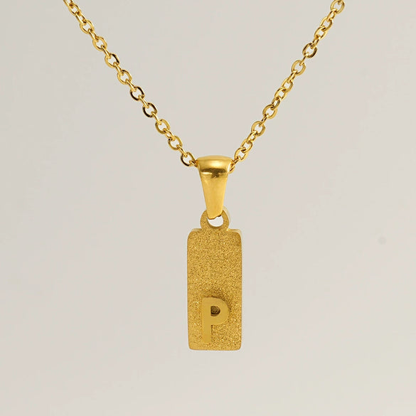 Stainless Steel And Titanium Steel Square Pendant Cross Chain Fashion Letters Numbers Text Electroplated Unisex Necklace