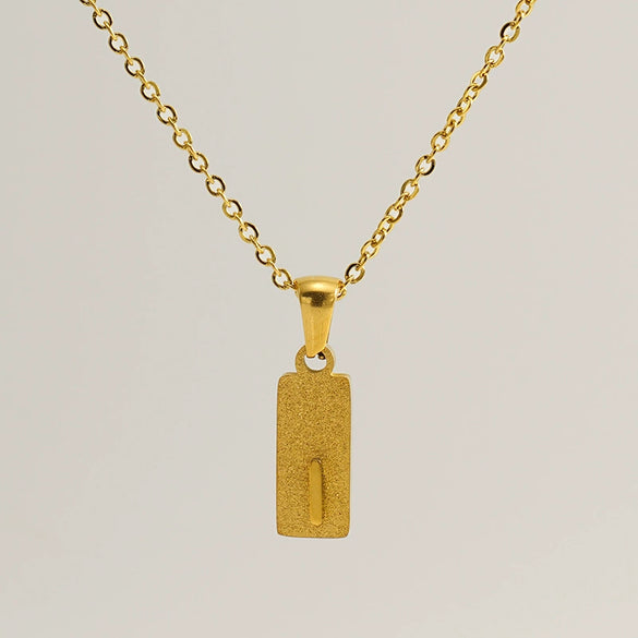 Stainless Steel And Titanium Steel Square Pendant Cross Chain Fashion Letters Numbers Text Electroplated Unisex Necklace
