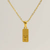 Stainless Steel And Titanium Steel Square Pendant Cross Chain Fashion Letters Numbers Text Electroplated Unisex Necklace