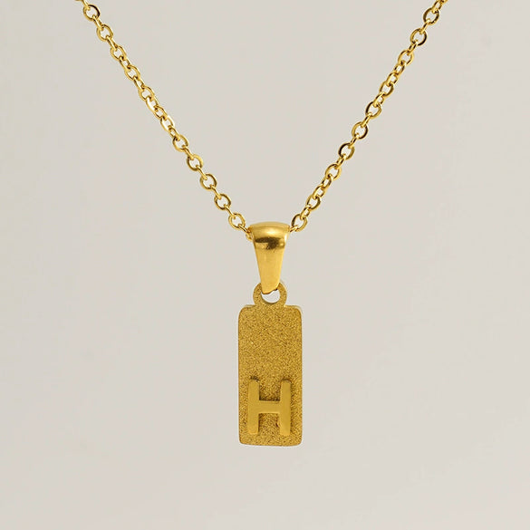 Stainless Steel And Titanium Steel Square Pendant Cross Chain Fashion Letters Numbers Text Electroplated Unisex Necklace