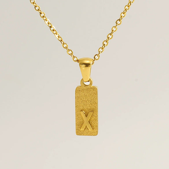 Stainless Steel And Titanium Steel Square Pendant Cross Chain Fashion Letters Numbers Text Electroplated Unisex Necklace