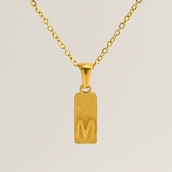 Stainless Steel And Titanium Steel Square Pendant Cross Chain Fashion Letters Numbers Text Electroplated Unisex Necklace