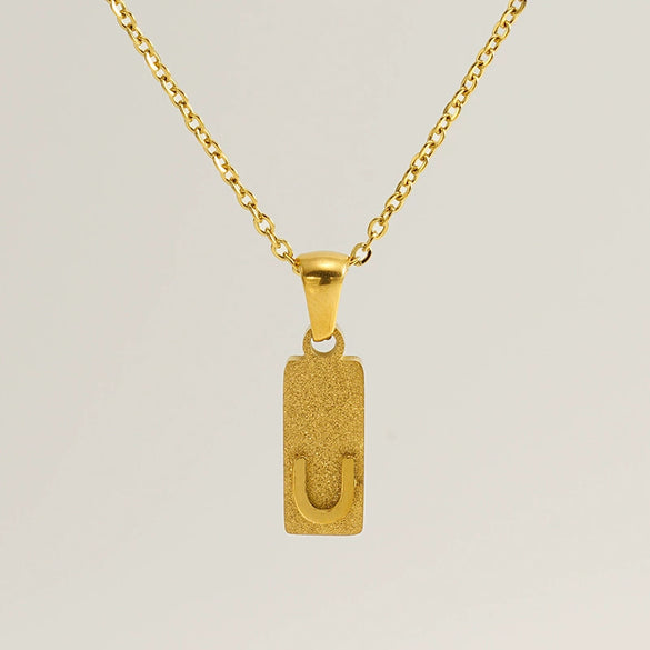 Stainless Steel And Titanium Steel Square Pendant Cross Chain Fashion Letters Numbers Text Electroplated Unisex Necklace