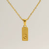 Stainless Steel And Titanium Steel Square Pendant Cross Chain Fashion Letters Numbers Text Electroplated Unisex Necklace