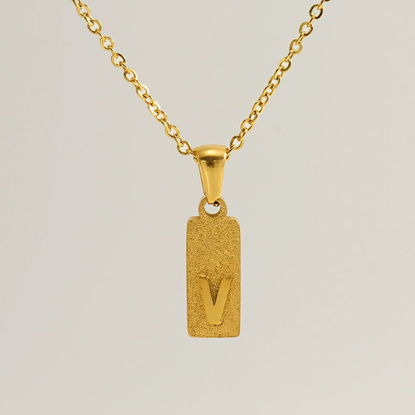 Stainless Steel And Titanium Steel Square Pendant Cross Chain Fashion Letters Numbers Text Electroplated Unisex Necklace