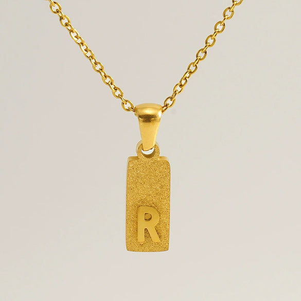 Stainless Steel And Titanium Steel Square Pendant Cross Chain Fashion Letters Numbers Text Electroplated Unisex Necklace