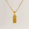 Stainless Steel And Titanium Steel Square Pendant Cross Chain Fashion Letters Numbers Text Electroplated Unisex Necklace