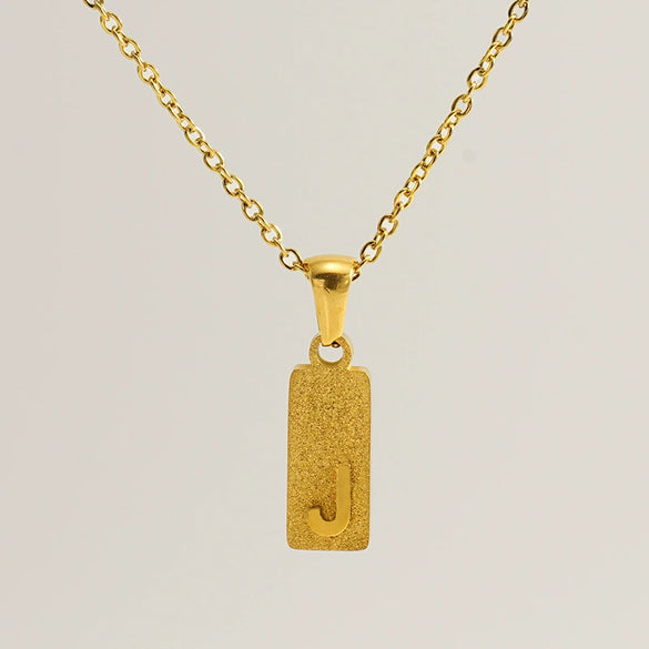 Stainless Steel And Titanium Steel Square Pendant Cross Chain Fashion Letters Numbers Text Electroplated Unisex Necklace