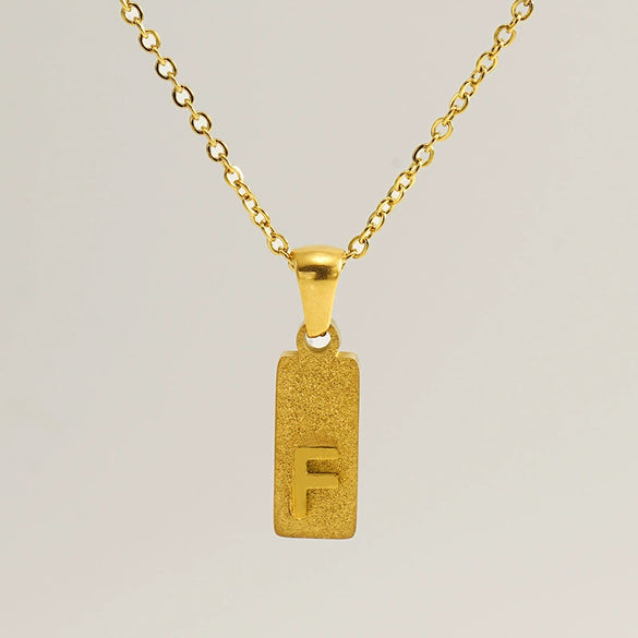 Stainless Steel And Titanium Steel Square Pendant Cross Chain Fashion Letters Numbers Text Electroplated Unisex Necklace