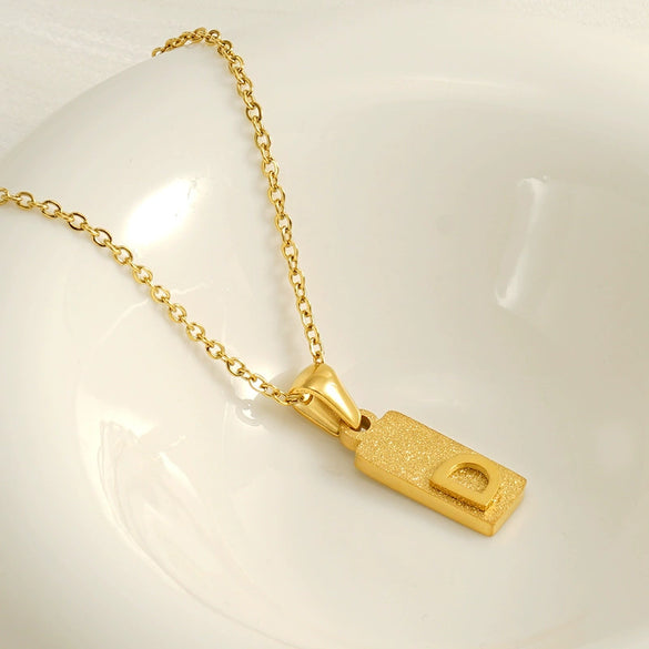 Stainless Steel And Titanium Steel Square Pendant Cross Chain Fashion Letters Numbers Text Electroplated Unisex Necklace