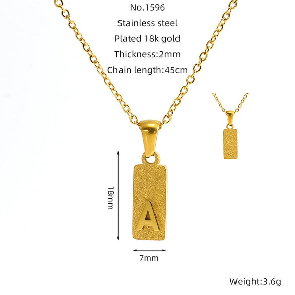 Stainless Steel And Titanium Steel Square Pendant Cross Chain Fashion Letters Numbers Text Electroplated Unisex Necklace