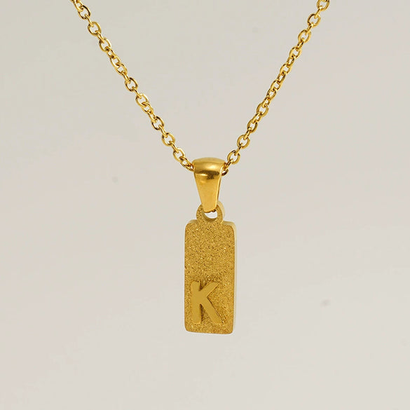 Stainless Steel And Titanium Steel Square Pendant Cross Chain Fashion Letters Numbers Text Electroplated Unisex Necklace